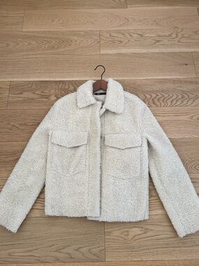Zara Cream Teddy Button-Front Jacket